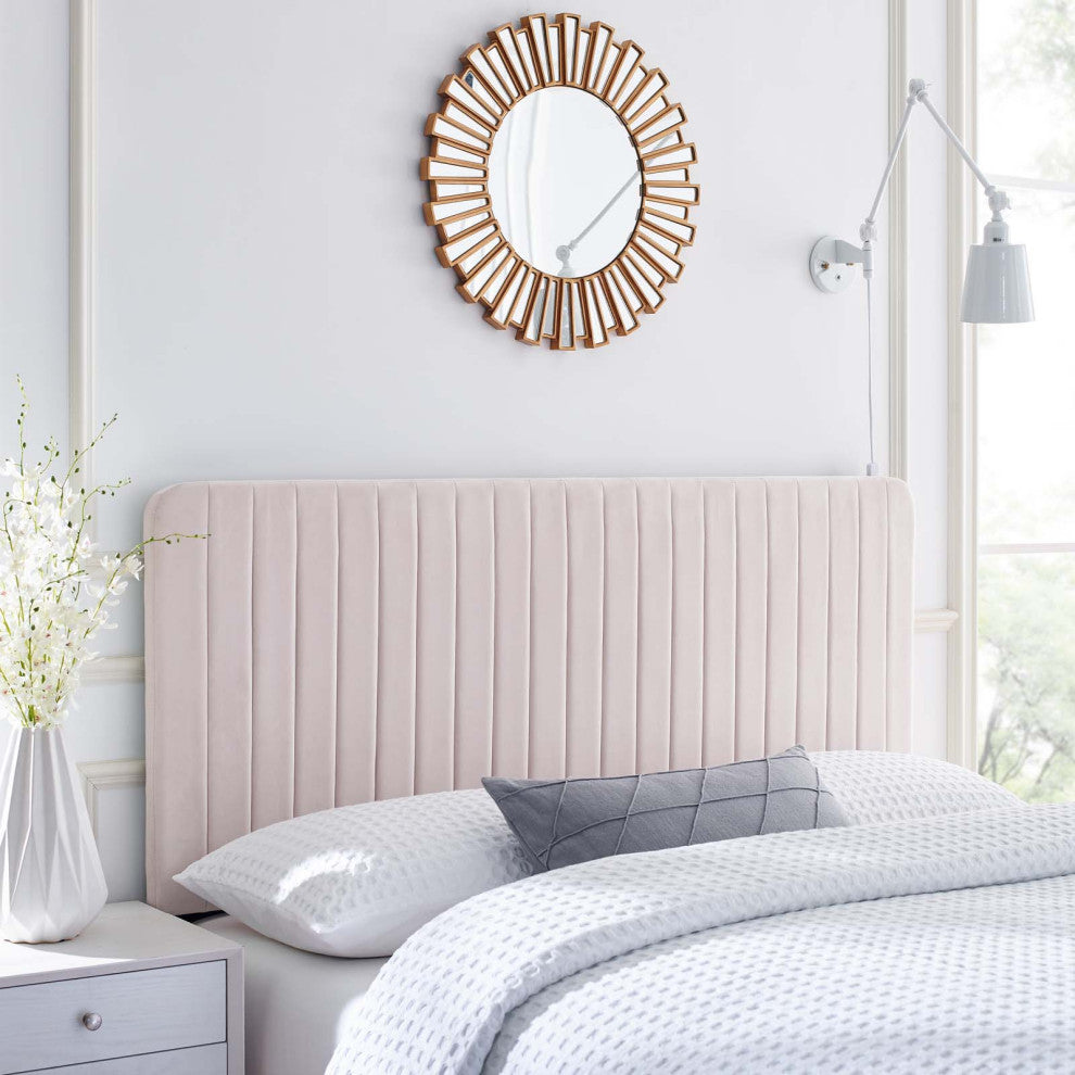 Tufted Headboard, Twin Size, Velvet, Pink, Modern Contemporary, Bedroom Master