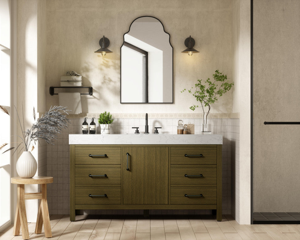 Home Living 60" Single Bathroom Vanity, Chestnut Brown