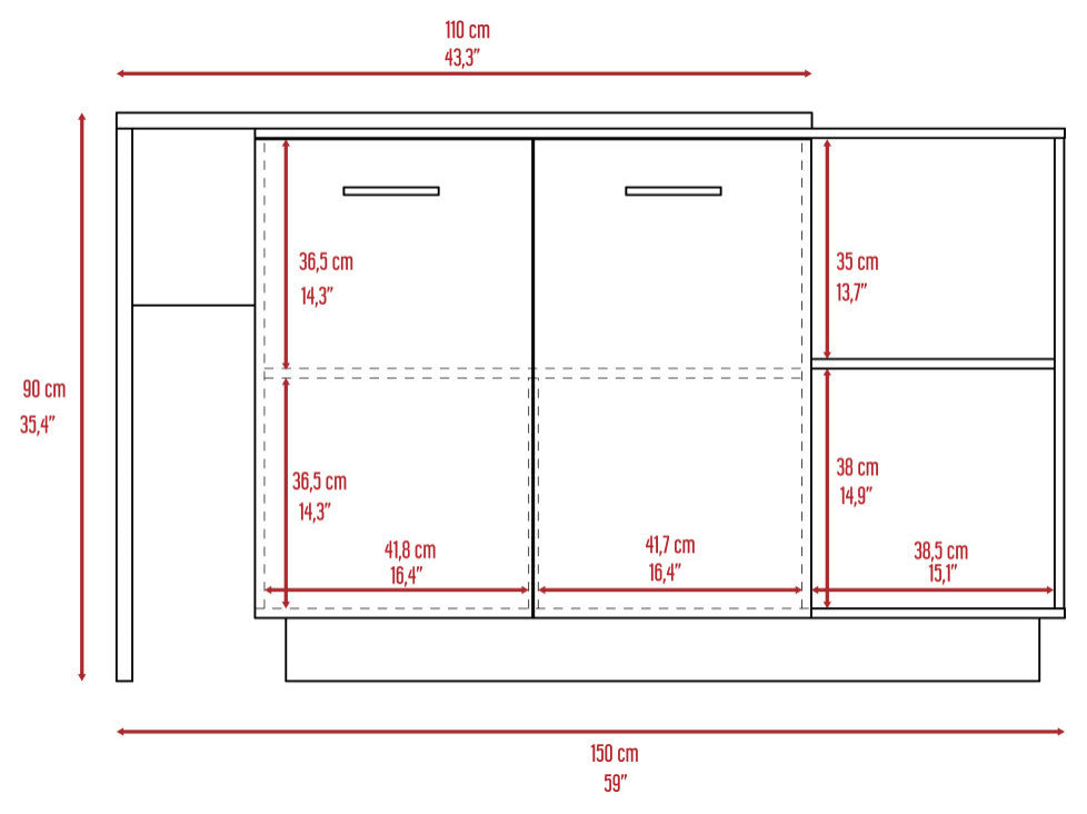 Aspen Kitchen Island with 2 Open Shelves and Drawer, Black/ Light Oak