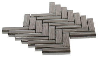 Modket Brown Metal Glass Herringbone Mosaic Tile Kitchen Backsplash TDH83MO