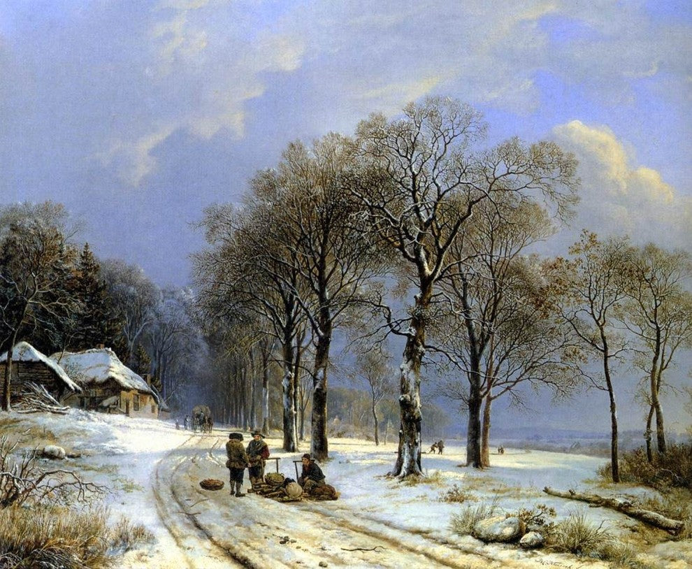 Barend Cornelis Koekkoek Winter Landscape, Gallery Wrapped Canvas, 20"x25"