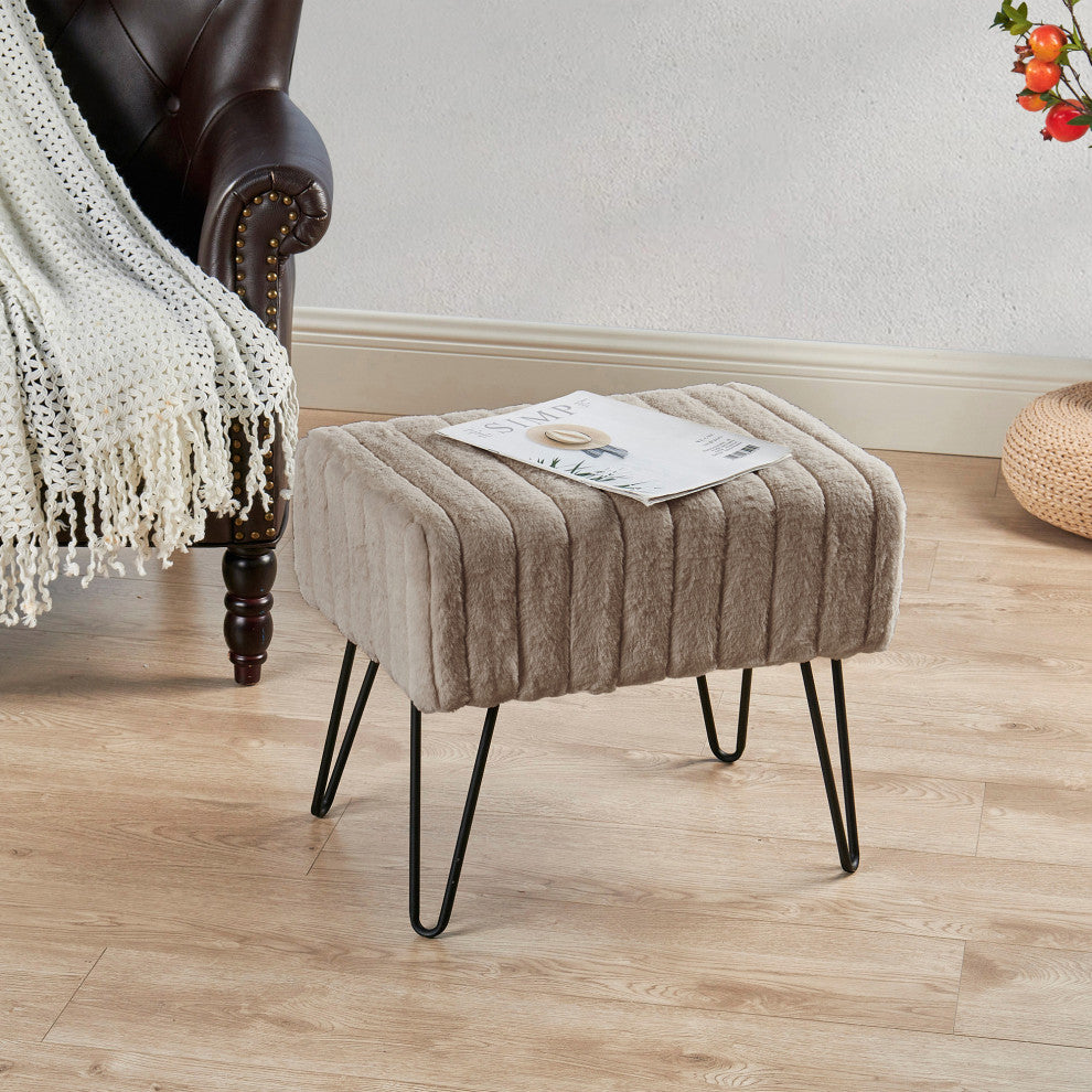 Serenta Super Mink Ottoman, Fungi, 19''x13''x17''