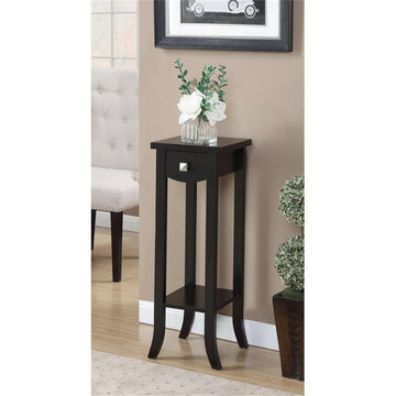 Pemberly Row Modern Prism Tall Plant Stand in Espresso Wood Finish