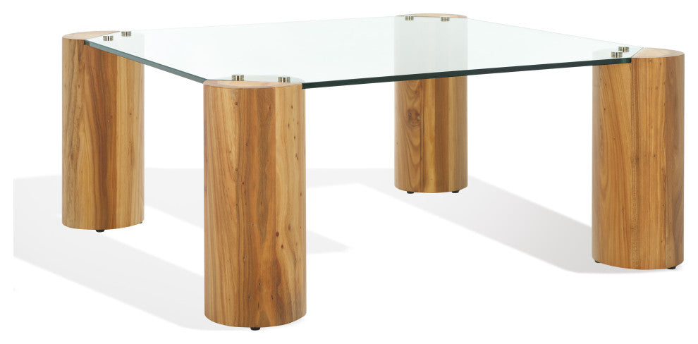Safavieh Couture Robbie Square Glass Coffee Table, Natural