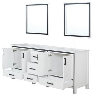 Ziva White 80" Double Vanity, Cultured Marble Top, 30" Mirrors