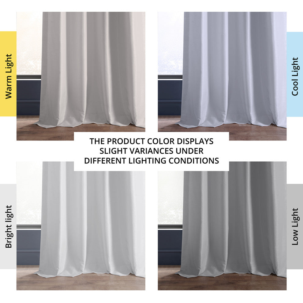 Ruched Vintage Faux Dupioni Silk Curtain Single Panel, Ice, 50" X 108"