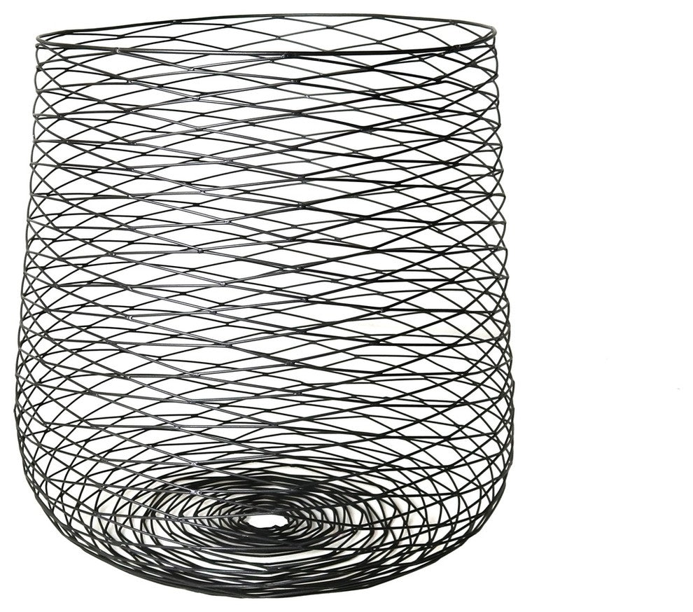 Retro Industrial Black Metal Wire Basket Set 2 | Storage Container Steel Mesh