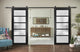 Double Barn Door 72 x 84 Frosted Glass, Quadro 4002 Matte Black, 13FT