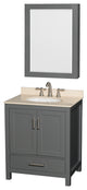 Sheffield 30" Dark Gray Single Vanity, Ivory Marble Top, Um Rd Sink, Med Cab