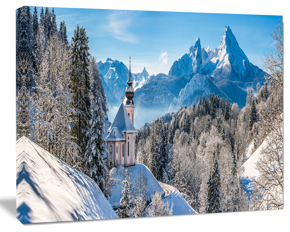 Winter in the Bavarian Alps, Landscape Canvas Art Print, 60x40