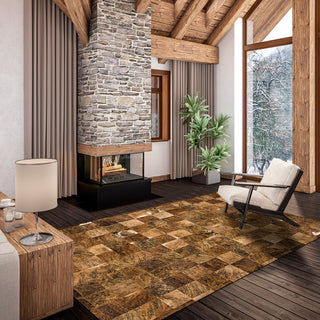 Cowhide Patchwork Rug, Ares, Jasper, 6'x9'