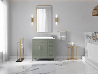 Cambridge 36" Left Offset Bath Vanity in Evergreen 2" Venatino Quartz