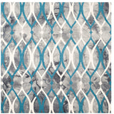 Safavieh Dip Dyed Ddy534J Geometric Rug, Gray/Ivory Blue, 5'0"x5'0" Square