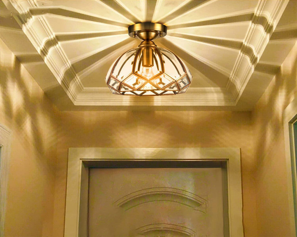 Modern Glass Ceiling Light dome vintage Ceiling Lighting lamp with brass finish