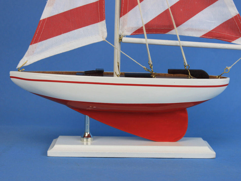 Pacific Sailer, Sailboat Model, Red Striped, 17"