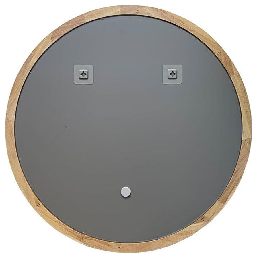 Chloe Lighting Reflection 36" Round Wood Framed Wall Mirror in Maple
