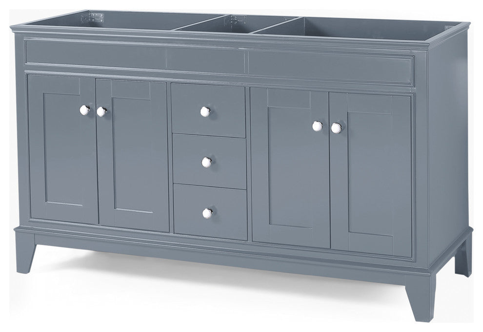 Gina Contemporary 60" Wood Bathroom Vanity, Counter Top Not Included, Gray