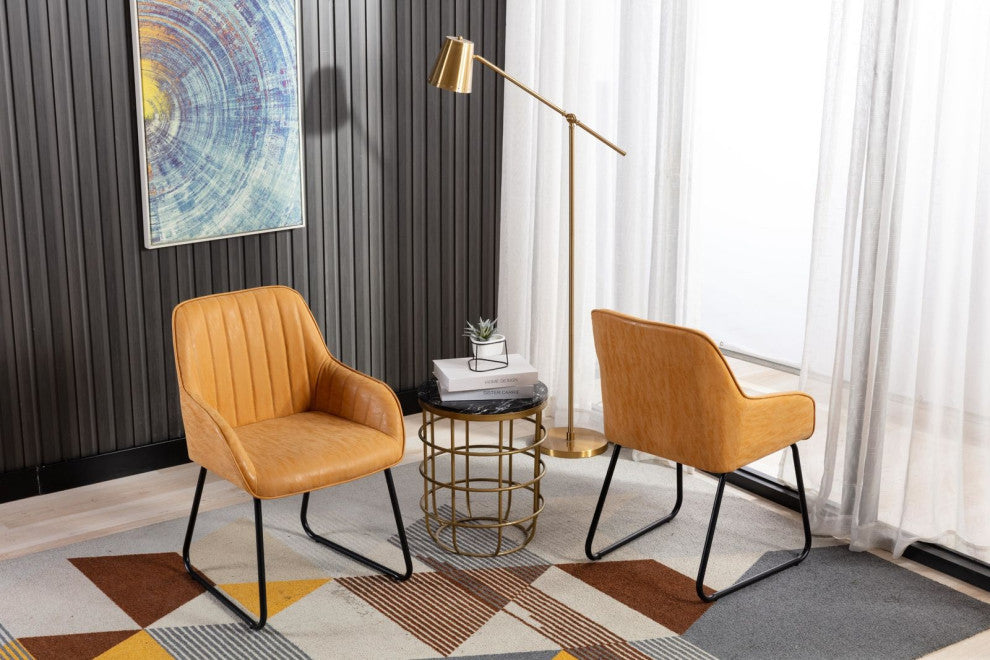 Home Beyond Synthetic Leather Dining Chairs, Set of 2, Tan
