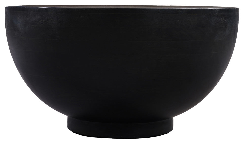 Benzara UPT-276366 30" Round Drum Shape Coffee Table, Matte Black