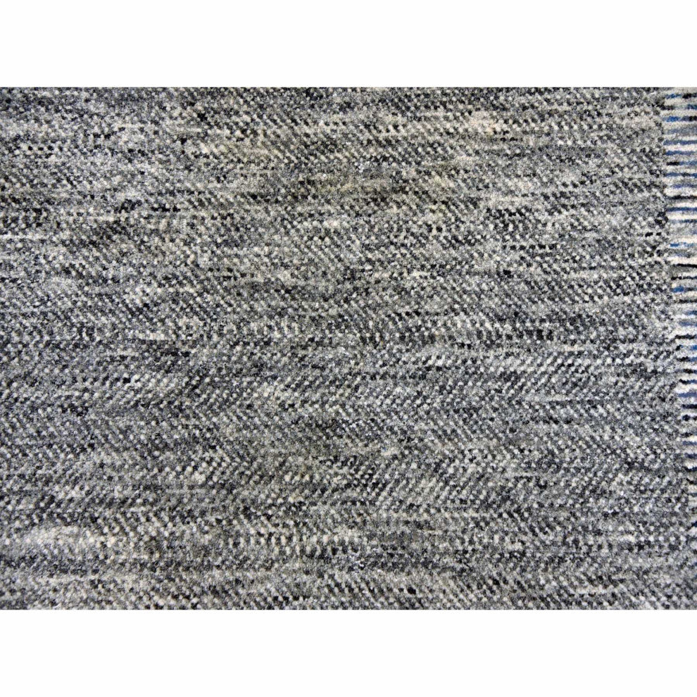 Beige Hand Knotted Geometric Opened Up Plaid Design 100% Wool Rug, 8'0"x10'2"