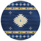 Indoor/Outdoor Phoenix PH4 Navy Machine Washable 8' x 8' Round Rug