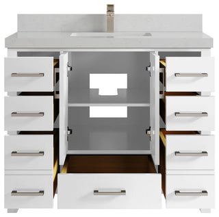 Malibu 42 Single Sink Bath Vanity in White  2" Carrara Quartz