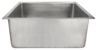 20" Rectangle Hammered Copper Kitchen/Bar/Prep Single Basin Sink, Nickel