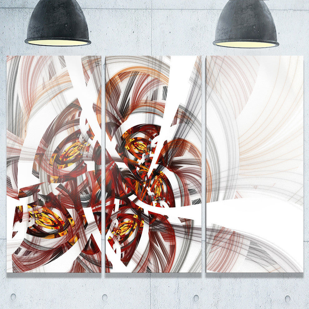 "Brown Symmetrical Fractal Flower" Metal Wall Art, 3 Panels, 36"x28"