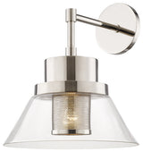Paoli 1-Light Wall Sconce, Polished Nickel Finish, Clear Glass Shade