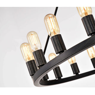 Iris 24-light Antique Black Round Chandelier