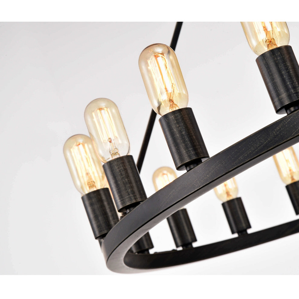 Iris 24-light Antique Black Round Chandelier