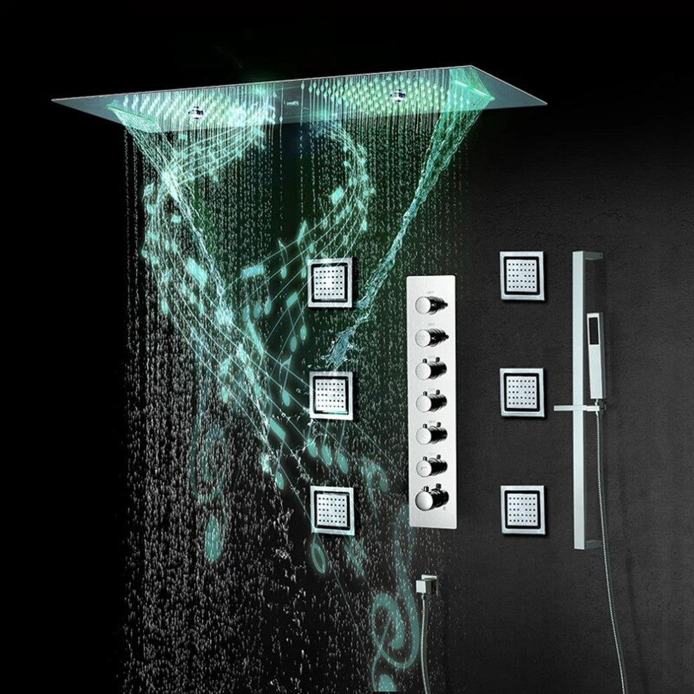 Remote Controlled Led Large Musical Shower System, Style D - Remote Control Ligh