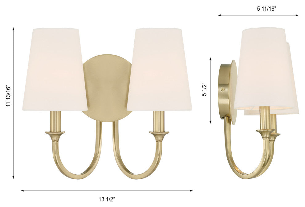 Payton 2 Light Vibrant Gold Wall Mount