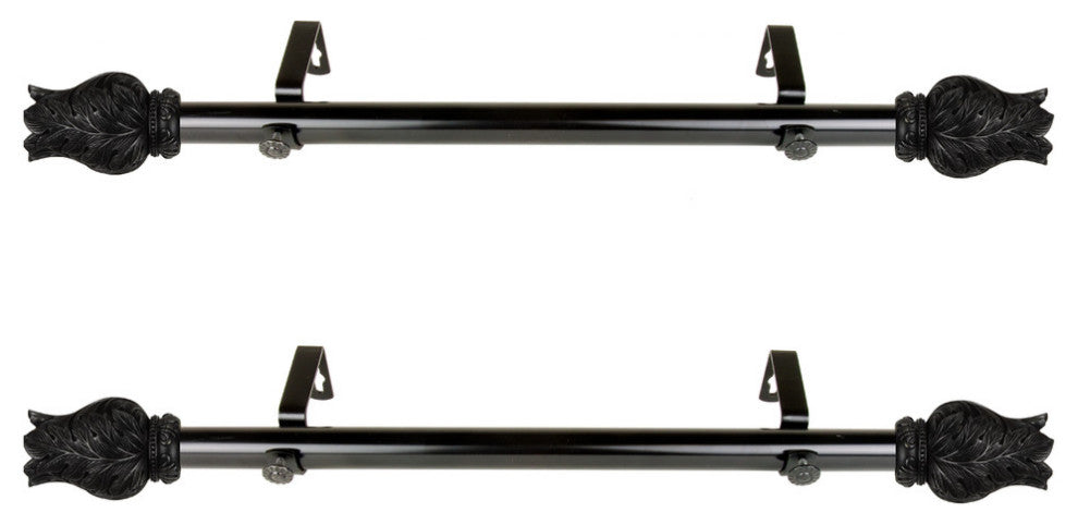 Tulip 1" Diameter Side Curtain Rod 12-20" Long, Set of 2, Black