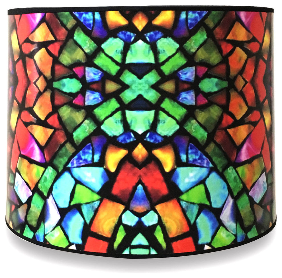 Decorative Handmade Lamp Shade, Mosaic Stained Glass Design, 10"x10"x8