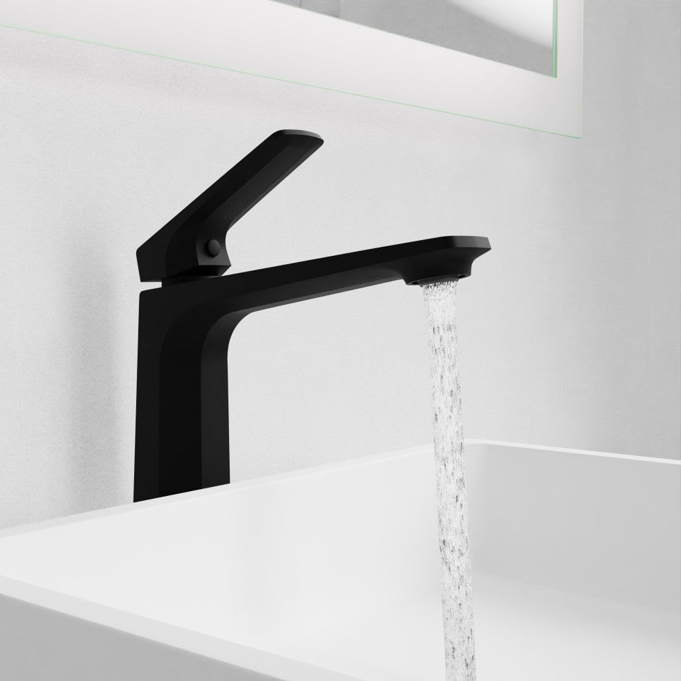 1-Handle Bathroom Vessel Sink Faucet, Matte Black