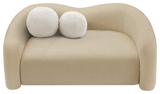 Kali Faux Shearling Teddy Fabric Upholseterd  Loveseat, Beige