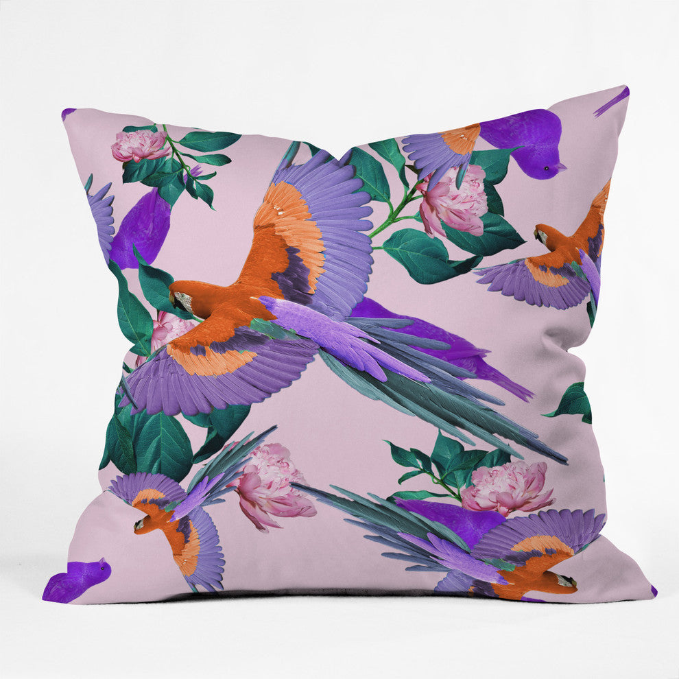 Kei Parrot Paradise Throw Pillow, 16"x16"