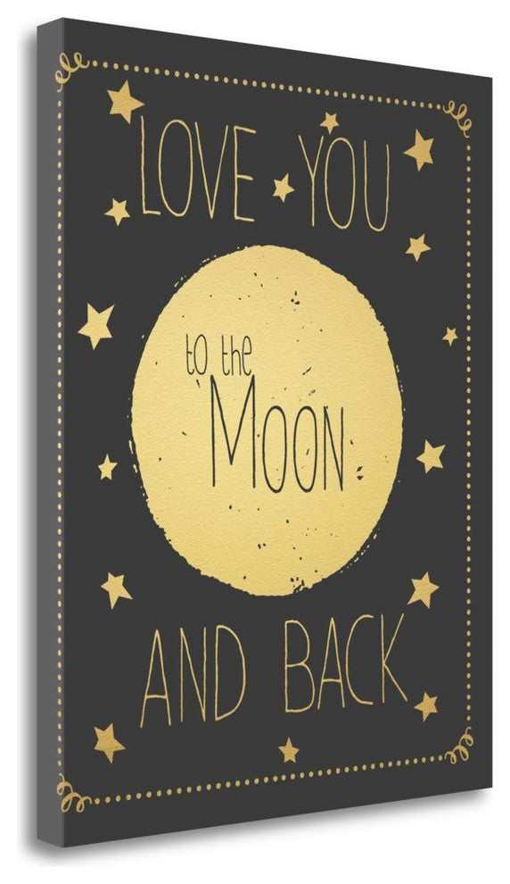 "To The Moon - Grey" By Jo Moulton, Giclee Print on Gallery Wrap Canvas