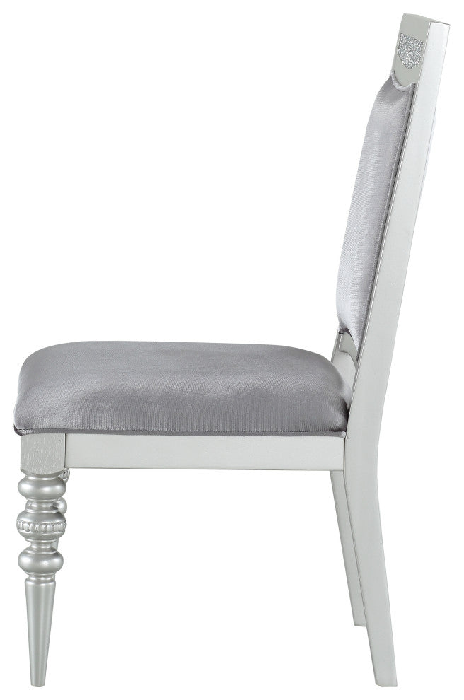 ACME Maverick Side Chair, Set-2, Fabric and Platinum