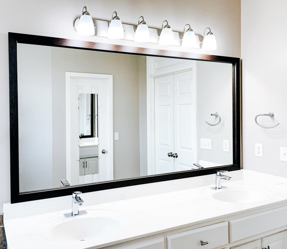 Meade Framed Wall Mirror, Espresso Textured, 20"x48"