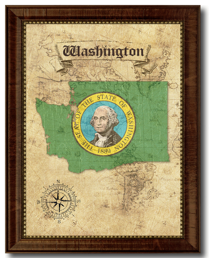 Washington State Vintage Map, 21"x27"