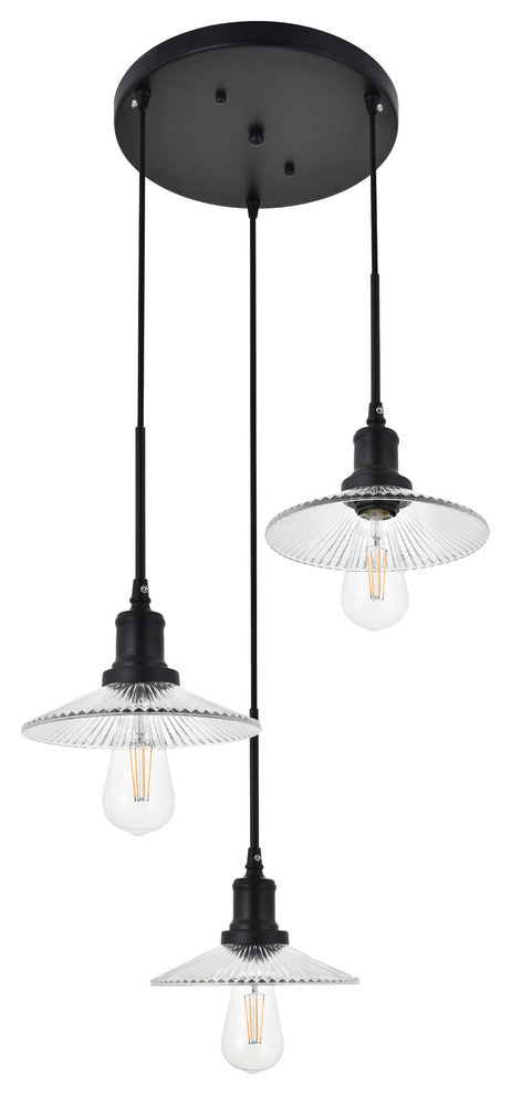 Black Finish 3-Light Pendant