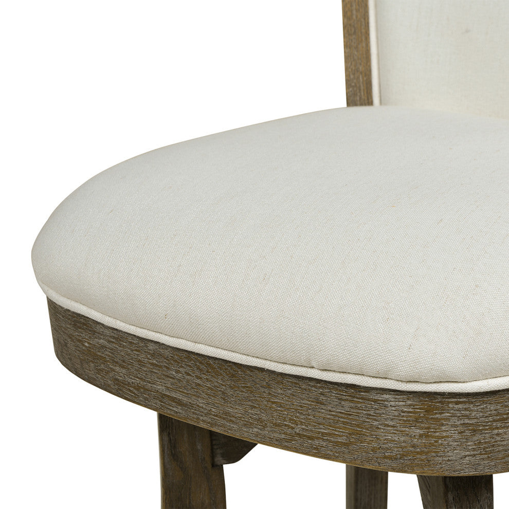 Henry 26" Armless Swivel Counter Height Bar Stool, Natural White Linen