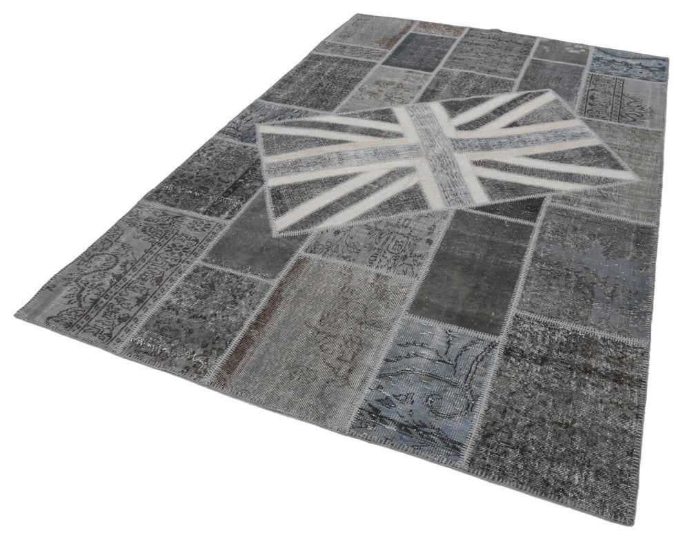 Rug N Carpet - Handwoven Turkish 6' 7'' x 9' 10'' Flag Patchwork Rug