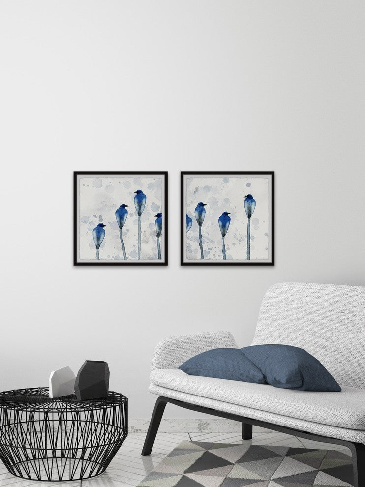 Standing Blue Birds Diptych, 36"x18"