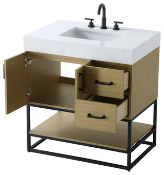 Home Living 32" Single Bathroom Vanity, Honey Brown