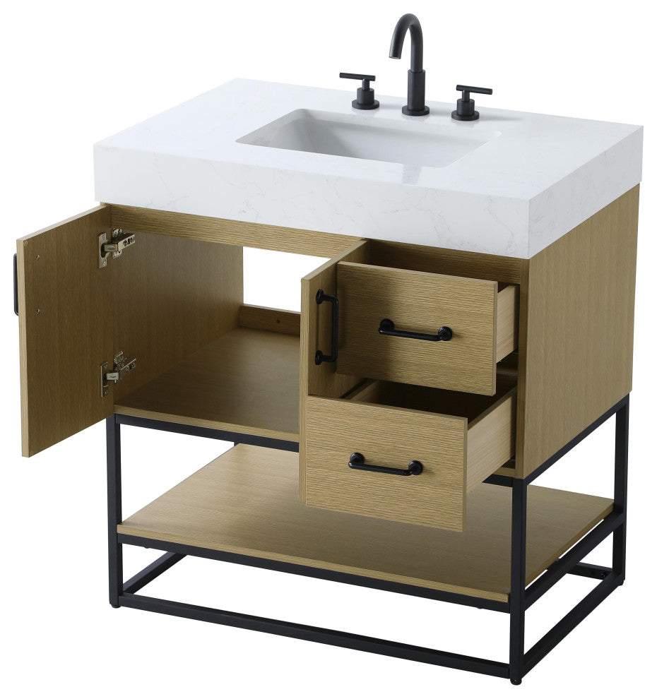 Home Living 32" Single Bathroom Vanity, Honey Brown