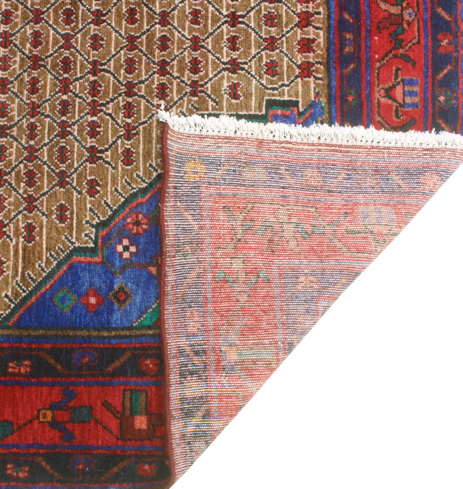 Fine Vintage Distressed Anusheh Beige/Red Rug, 5'0x9'0