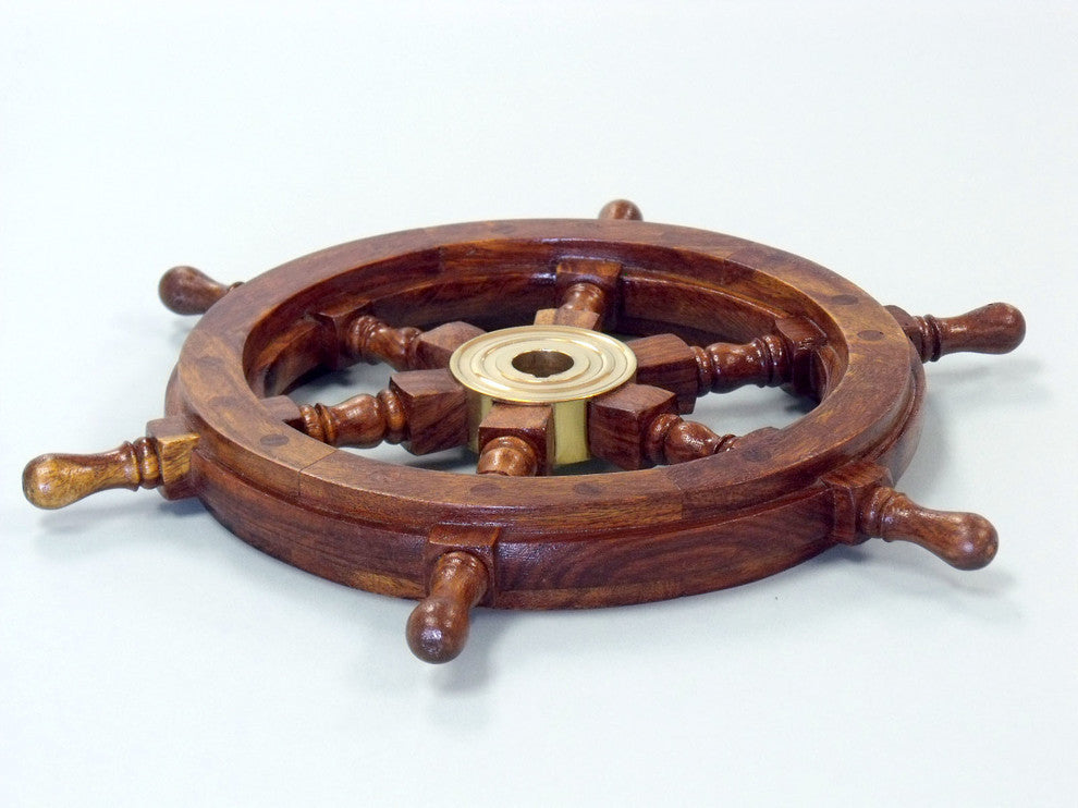 Decorative, Wooden Ship Wheel, Antique, 15"